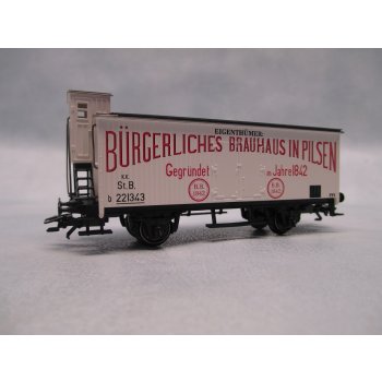 Bürgerliches Brauhaus in Pilsen, Gegründet im Jahre 1842 (Altbaubierwagen mit Bremserhaus)