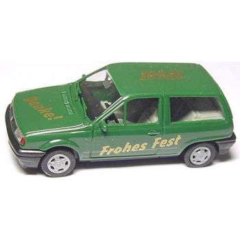 VW Polo Steilheck Danke AMW Frohes Fest, dunkelgrün