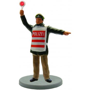 POLIZIST mit erhobener Leuchthaltekelle, Polizeibeamter mit rot beleuchteter Kelle, 14-16 V