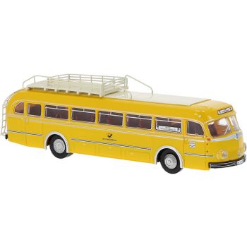 Mercedes-Benz O6600H Überlandbus mit Dachträger, Weinstraßenpost - Deutsche Bundespost, gelb, Baujahr 1951