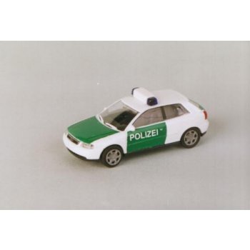 Audi A3 der POLIZEI, grün/weiß, mit flachem Blaulichtbalken