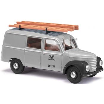 Framo V901/2 Halbbus mit Dachständer und Beladung, Deutsche Post, grau, Baujahr 1954