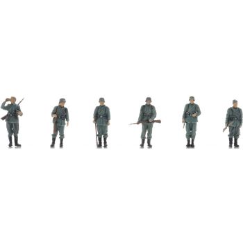 Wehrmacht, Infanterie wartet auf Transport, 6 Figuren, Spur N