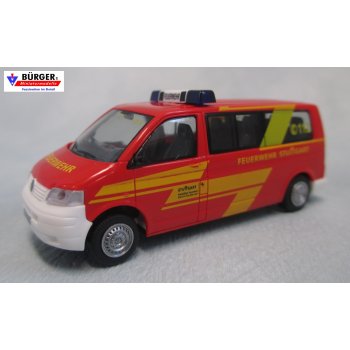 VW T5 LR Bus, Feuerwehr Stuttgart, Abteilung Wangen, rot mit gelbem Streifendesign, 31/19-1, MTW 28, S-FW 2311