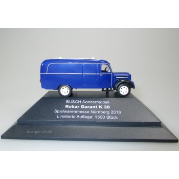 Robur Garant K 30, Kasten, blau, Spielwarenmesse Nürnberg 2018, in Dekovitrine 