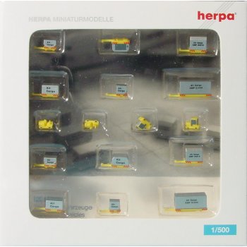 Container-Fahrzeuge neu (2 x 2 Zugmaschinen, 2 x 6 Container), Maßstab 1:500