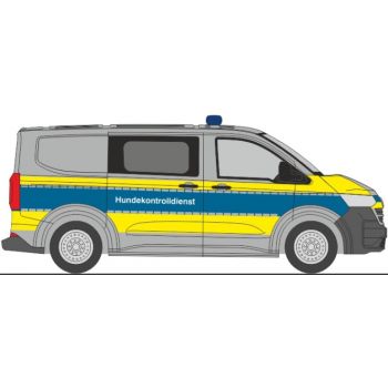 VW T7 Bus, Hundekontrolldienst Polizei Hamburg, silber mit blau/gelbem Streifendesign
