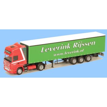 Scania R Topline Aerop., Gardinenkoffersattelzug, Leverink