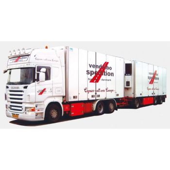 Scania 09 Topl., Kühlkofferhängerzug, Vendelbo