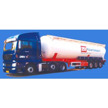 MAN TGX XLX/Aerop., Kippsilo-Sattelzug, DSV Pulvertransport