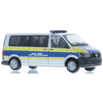 VW T6 Bus, Polizei Mecklenburg-Vorpommern, silber mit blau/leuchtgelbem Streifendesign