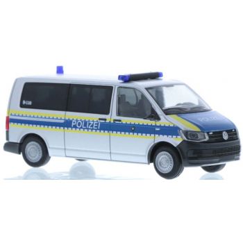 VW T6 Bus, Polizei Bayern, silber mit blau/leuchtgelbem Streifendesign