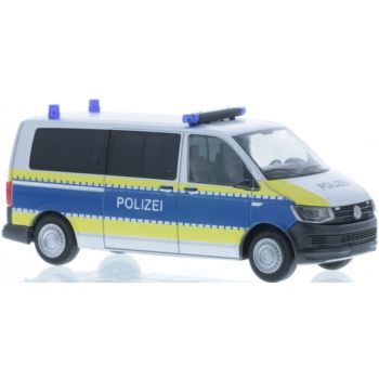 VW T6 Polizei Hamburg, silber/blau mit leuchtgelbem Streifendesign