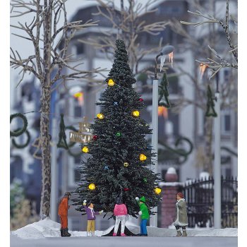 Weihnachtsbaum mit 7 Kerzendioden und Weihnachtskugeln, ca. 9 cm hoch, Elektronik Anschluß für Trafo 14-16V