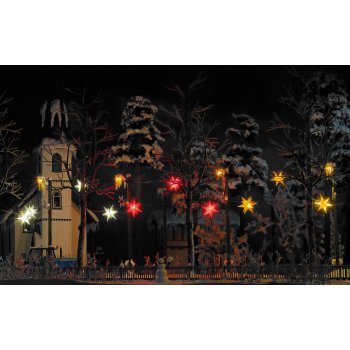 3 leuchtende Weihnachtssterne, weiß, ELEKTRONIK für Anschluß an Trafo 14-16V