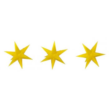 3 leuchtende Weihnachtssterne, gelb, ELEKTRONIK für Anschluß an Trafo 14-16V