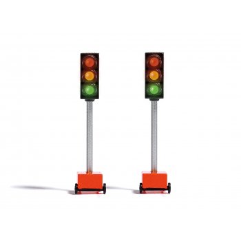 Baustellenampeln, 2 Baustellenampeln mit LEDs in rot, gelb und grün Dauerbetrieb, manuelle Schaltung mit Schalter oder realistische Automatiksteuerung