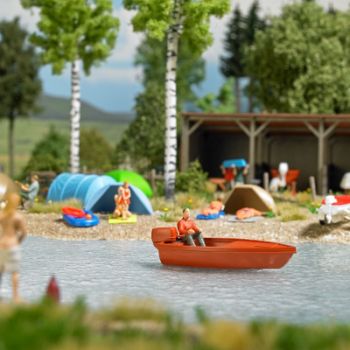 See mit fahrendem Boot, mit Antrieb, Set komplett, mit Figur, Grundfläche 260x180 mm, Einbautiefe 35 mm, Bausatz mit Motor