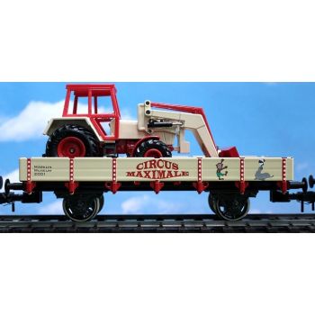 Circus Maximale Maxi Museumswagen 2001, Niederbordwagen mit Siku Circus Traktor, Spur 1