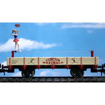 Circus Maximale Maxi Museumswagen 2003, Niederbordwagen mit Drahtseil, beiliegend Seiltänzerin, Spur 1