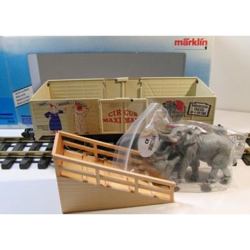 Circus Maximale Maxi Museumswagen 1998, Hochbordwagen - Paris Brüssel Zürich, beiliegend 2 Elefanten und Laderampe, Spur 1