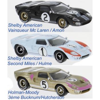 Box mit 3 Ford GT 4, die ersten 3.Plätze bei Le Mans 1966, Nummern: 2 - 1 - 5, (Modelle von Brekina !)
