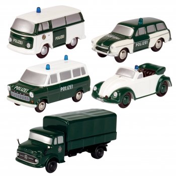 POLIZEI-SET 3:  VW, Mercedes-Benz, Ford, piccolo (3 Modelle)