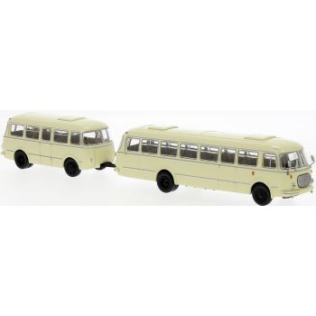 JZS Jelcz 043 Omnibus mit Anhänger PA 01, beige, Baujahr 1964
