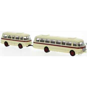 JZS Jelcz 043 Omnibus mit Anhänger PA01, beige/rot, Baujahr 1964