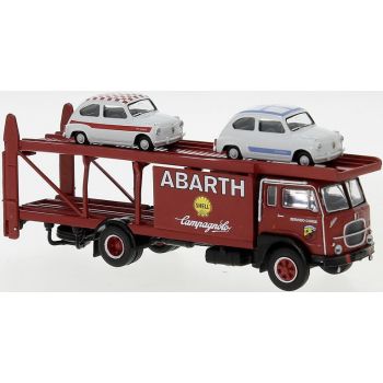 Fiat 642 Renntransporter Abarth beladen mit 2 Wiking Sondermodellen Fiat 500