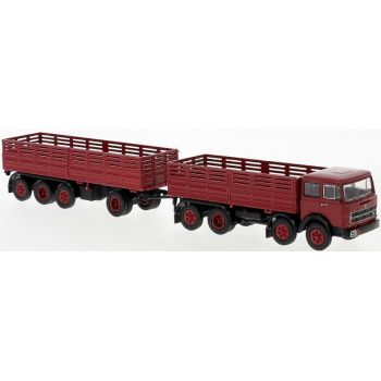 Fiat 691 Millepiedi Pritschen-Hängerzug, rot, Baujahr 1970