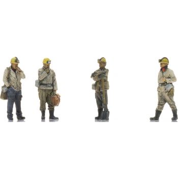 Minenarbeiter wartend, Schichtende, Kumpels, 4 Figuren