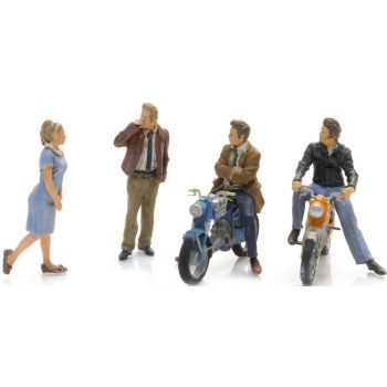 Halbstarke auf Zündapp-Mopeds, 2 Mopeds, 4 Figuren