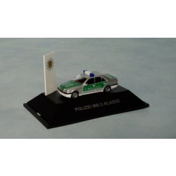 Mercedes-Benz C-Klasse der POLIZEI, silber/grün, in Deko-Box !