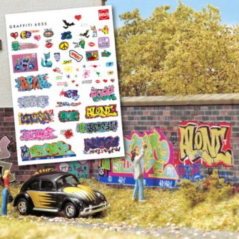 Graffiti zum Anreiben, Bogen 210 x 148 mm mit typischen Graffiti-Motiven, mit Anreibegriffel