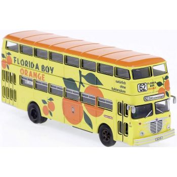 Büssing D2U der BVG - Doppeldecker Berliner Verkehrsbetriebe - mit Werbung: FLORIDA BOY ORANGE, Baujahr 1960
