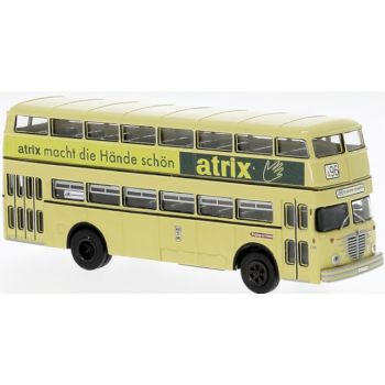 Büssing D2U, Doppelstockomnibus, BVG - Berliner Verkehrsbetriebe - atrix macht die Hände schön, Baujahr 1960