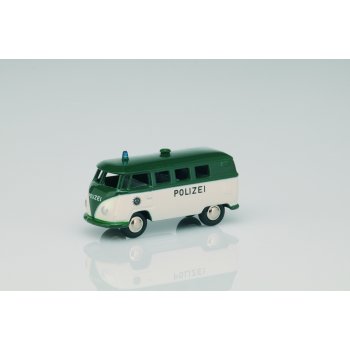 VW Bulli Bus, POLIZEI, dunkelgrün/beige
