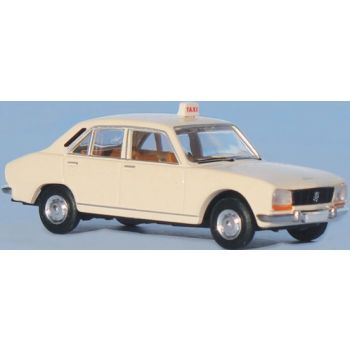 Peugeot 504 Limousine, Taxi, weiß, Baujahr 1969-1974, (Modell von Brekina)