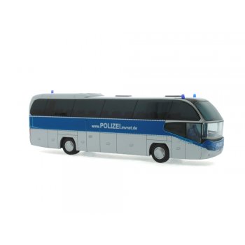Neoplan Cityliner 07, Landespolizei Mecklenburg-Vorpommern, www.POLIZEI.mvnet.de, silber/blau