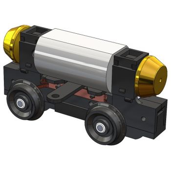 Universalantrieb - Drehgestell mit Drehgestellbalken, Motor 12V=, 4 Räder angetrieben und stromführend, Achsstand 23 mm, Raddurchmesser 9,0 mm, HOm,