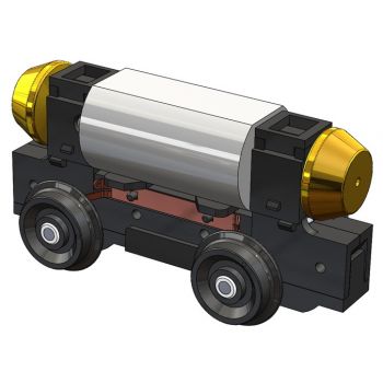 Universalantrieb - Festeinbau, Motor 12V=, 4 Räder angetrieben und stromführend, Achsstand 23 mm, Raddurchmesser 9,0 mm, HOm, Vollrad ohne Haftreifen