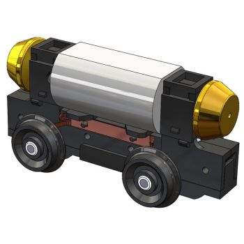 Universalantrieb - Festeinbau, Motor 12V=, 4 Räder angetrieben und stromführend, Achsstand 30,5 mm, Raddurchmesser 9,0 mm HOm, Vollrad ohne Haftreifen