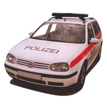 VW Golf Variant, POLIZEI Österreich, weiß mit rotem Streifen