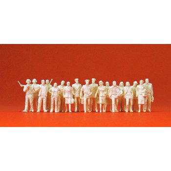 Zivile Piloten, Stewardessen, Flugreisende und Bodenpersonal (18 unbemalte Figuren), Maßstab 1:72