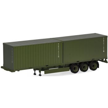 Containerauflieger 3achsig mit 2 x 20ft. Container, Bundeswehr, oliv