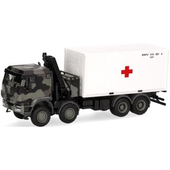 Iveco Trakker 8x8 mit Ladekran, beladen mit 20ft. Sanitätscontainer, Bundeswehr