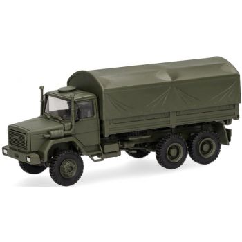Iveco Magirus 8t, Pritschen/Planen-LKW 3achs, Bundeswehr, mit Rundplane, oliv