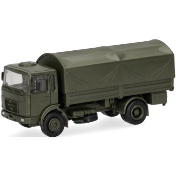 MAN F8 Pritschen/Planen-LKW, Bundeswehr, mit Rundplane, oliv