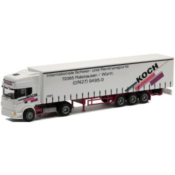 Scania 4 Topline/Aerop., Gardinen-Koffersattelzug, Koch Internationale Schwer- und Ferntransporte, Ratshausen - Baden-Württemberg